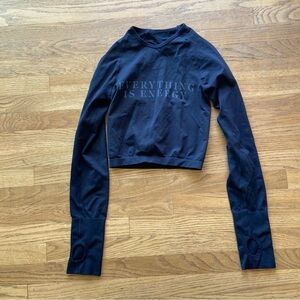 Spiritual Gangster Black Long Sleeve Crop Tee with 'Everything Is Energy'